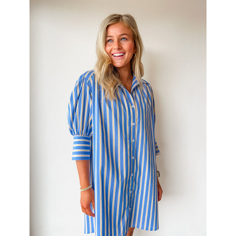 Pinstripe Mini Shirt Dress